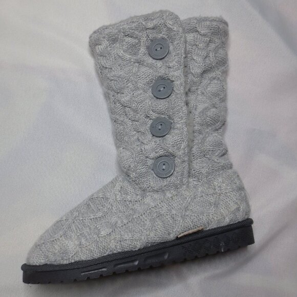 MUK LUKS womens COZY gray BOOTS sweater WINTER warm SIZE 8 - Picture 6 of 9